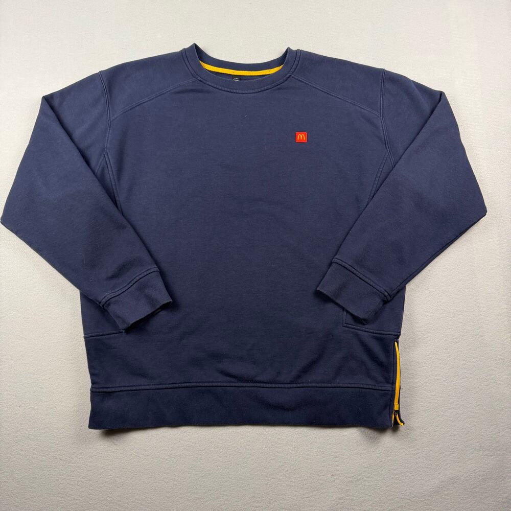 McDonald’s Crewneck Sweatshirt Navy Side Zip Large Regular